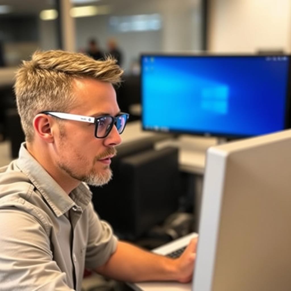 Osoba pracująca przy komputerze w okularach Ayur Read Pro