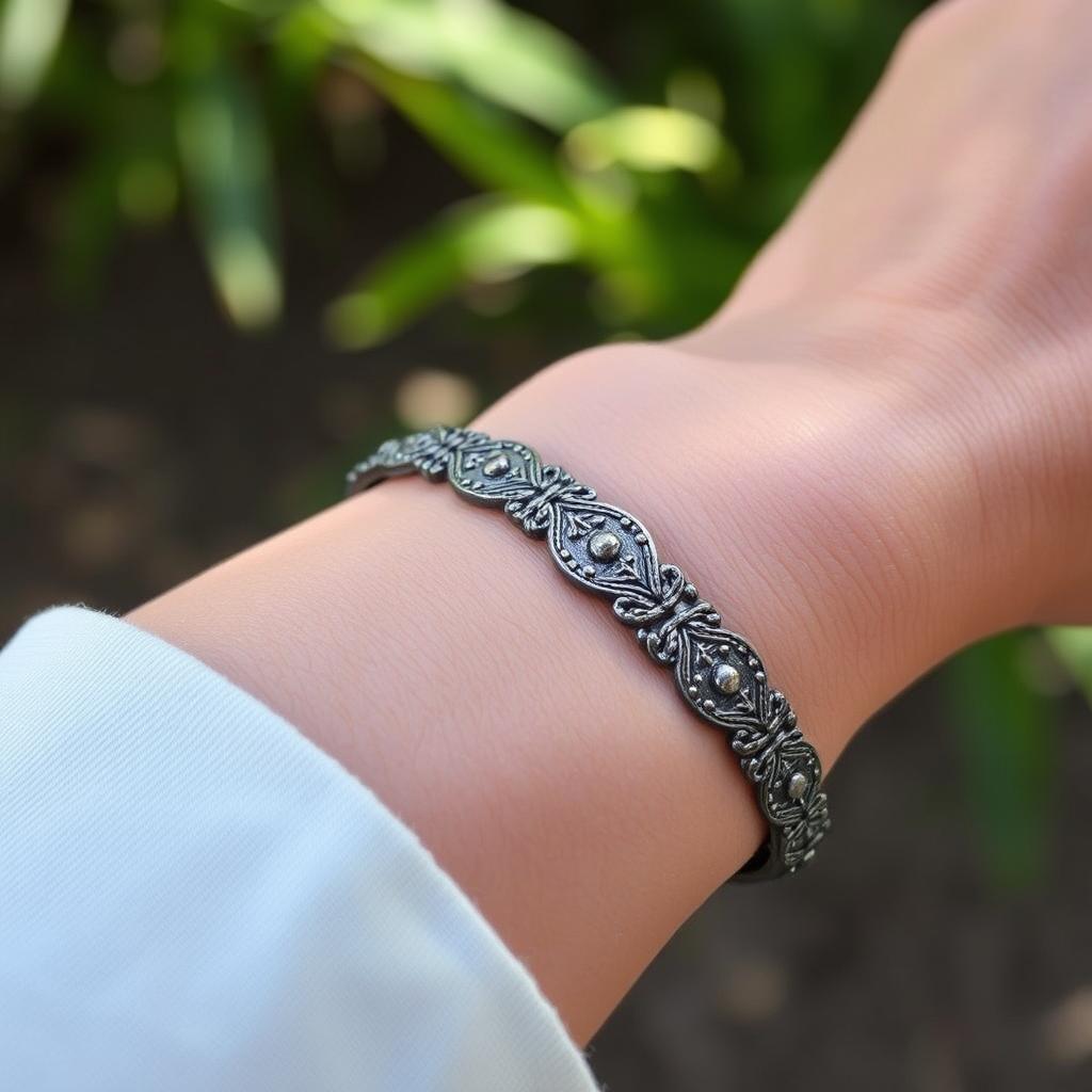Dragon Pattern Bracelet na nadgarstku pokazujący jak układa się wzór