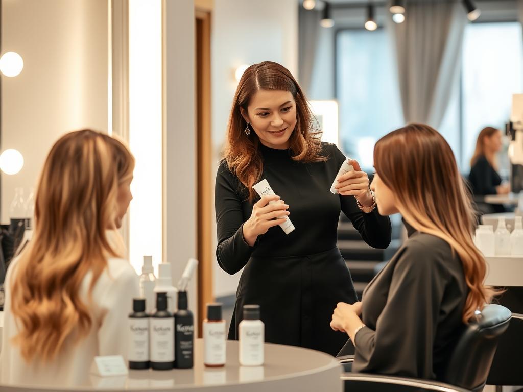 Ekspert Keraston udzielający porad dotyczących pielęgnacji włosów