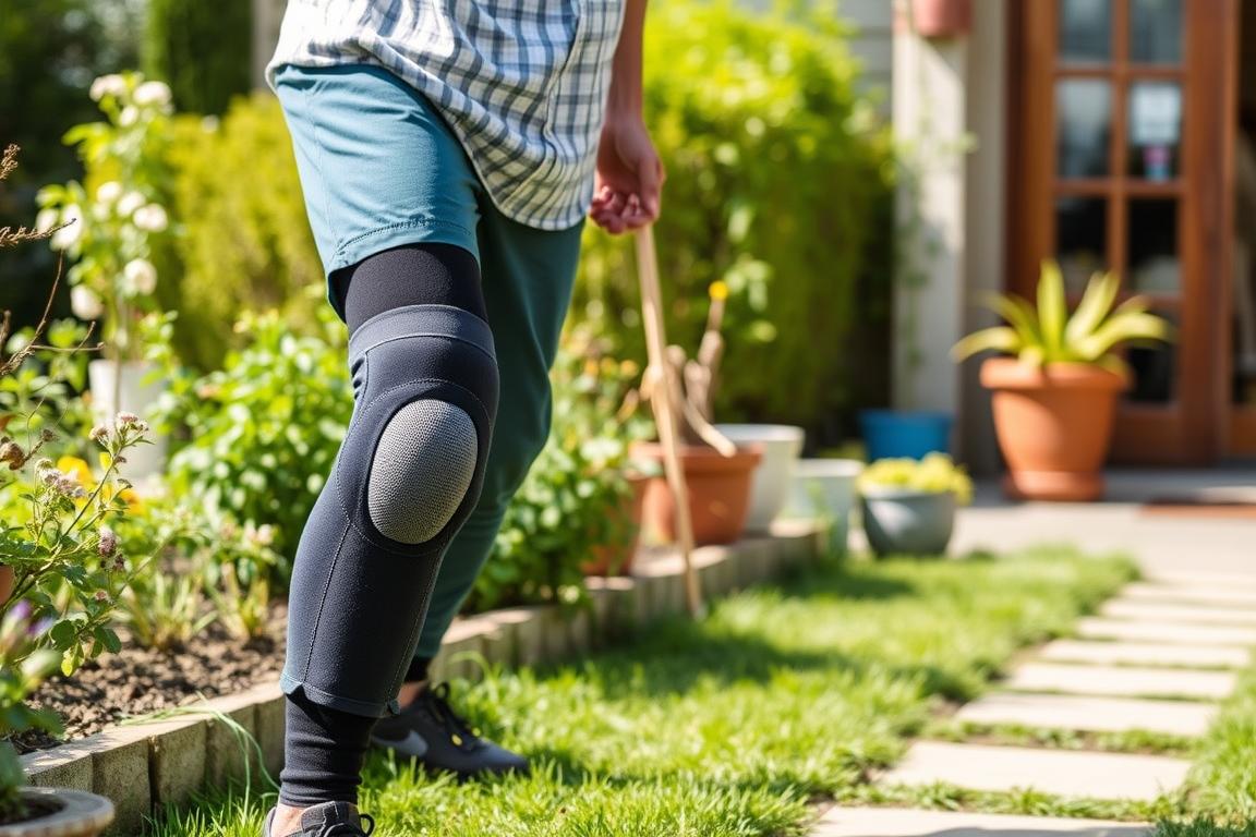 Senior person wearing Kneeactive Pro during daily activities