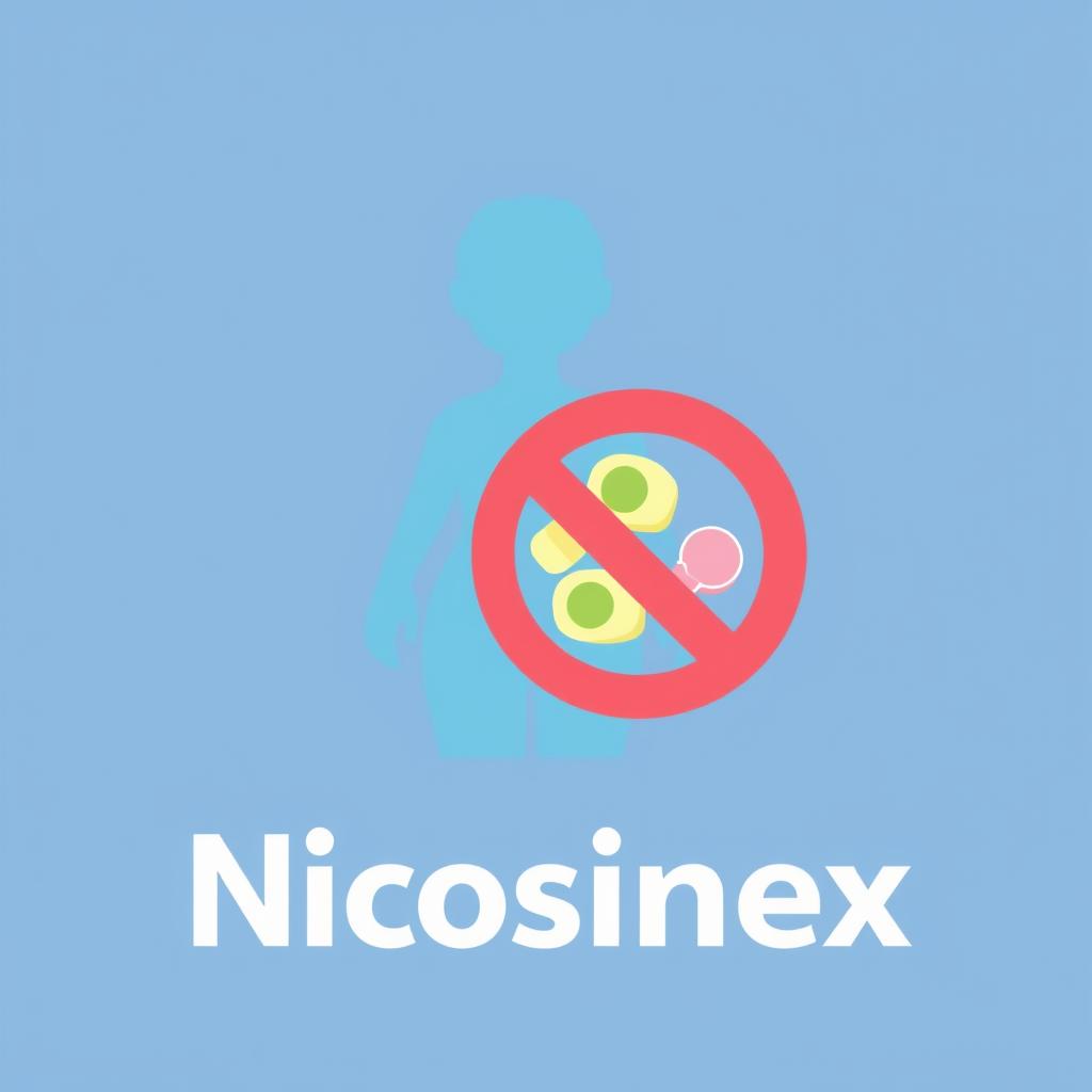 Symbol kontroli wagi - sylwetka i przekreślone słodycze, ilustrujący brak przyrostu wagi przy stosowaniu Nicosinex